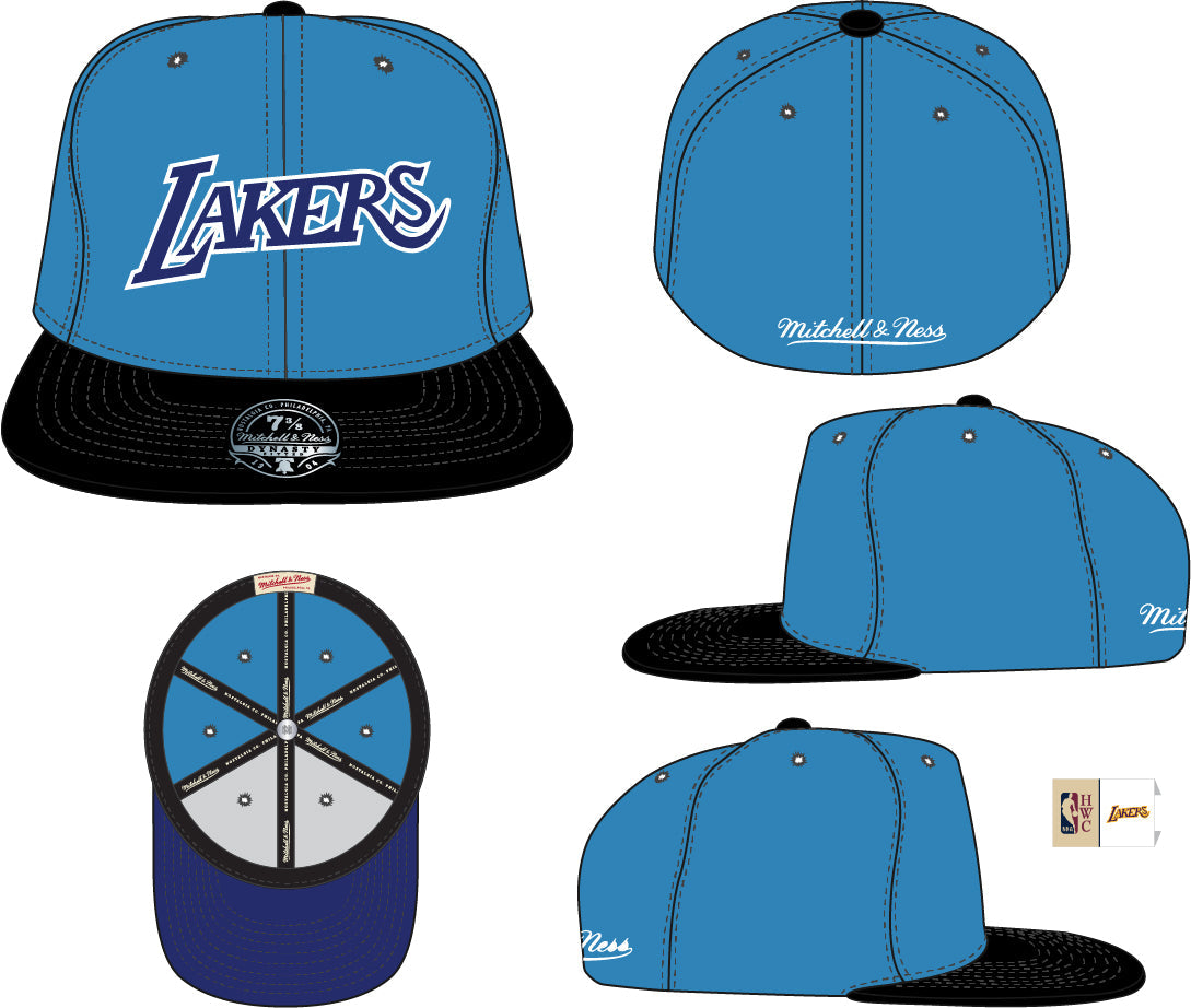 Men's Mitchell & Ness Los Angeles Lakers Hardwood Classics Reload 2.0 Blue/Black Dynasty Fitted Hat