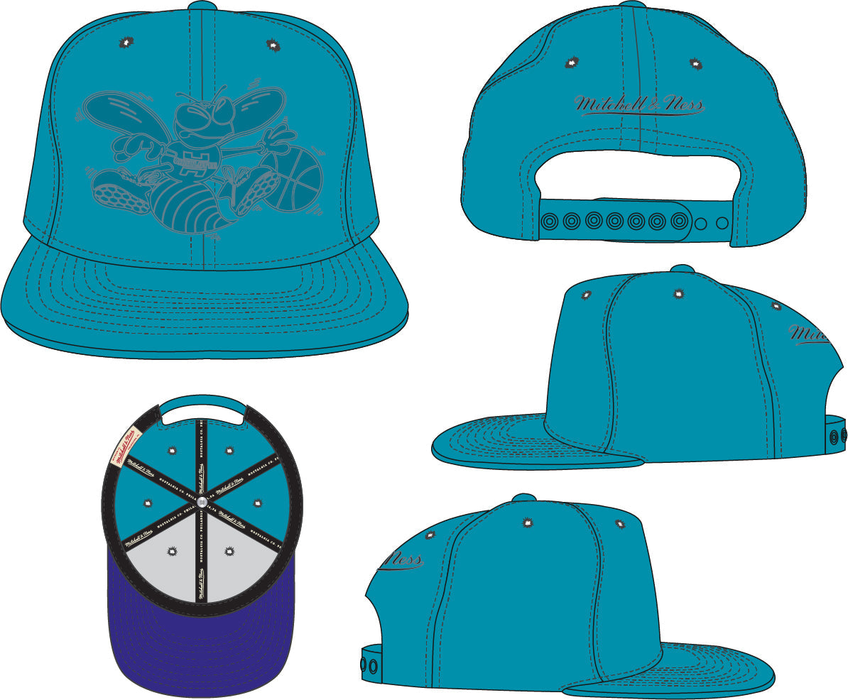 Charlotte Hornets Mitchell & Ness Tonal Eclipse Snapback Hat- Teal