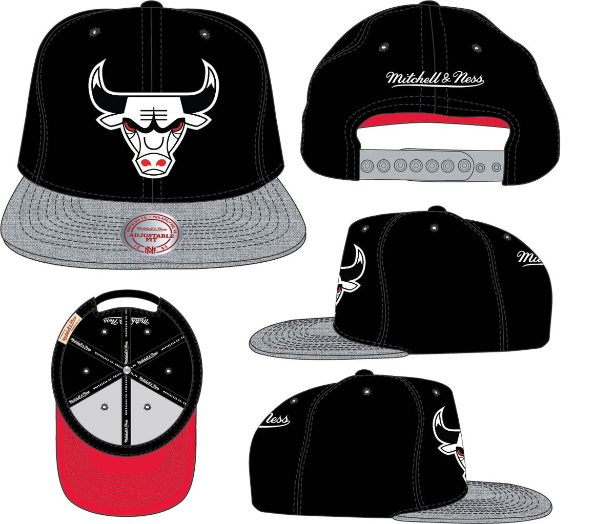 Mens's Chicago Bulls HWC Black/Grey Core Basic Mitchell & Ness Snapback Hat