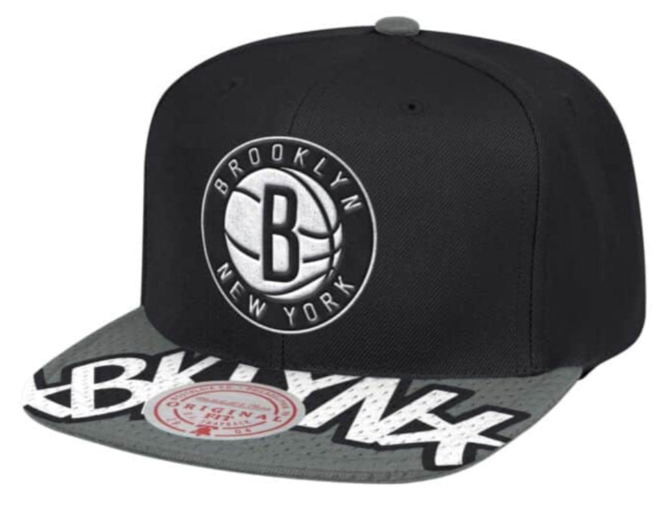 Men's Mitchell & Ness Black/Silver Brooklyn Nets Hardwood Classics Snapshot Adjustable Snapback Hat