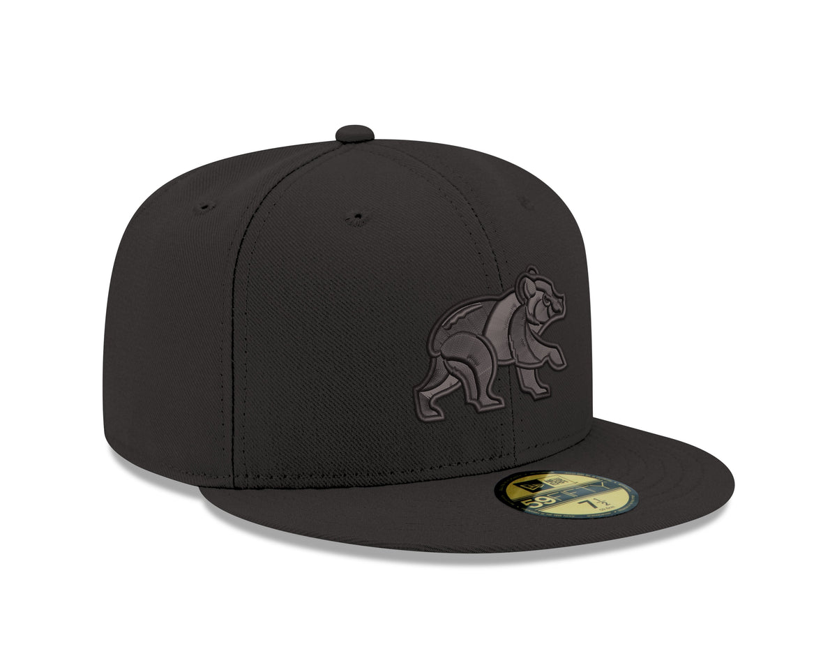 Chicago Cubs Tonal Black On Black Spring Training Bear New Era 59FIFTY Fitted Hat