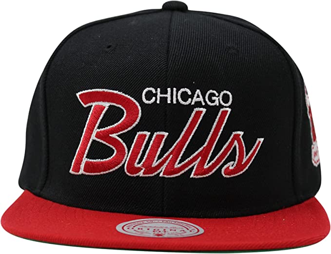 Mitchell & Ness Chicago Bulls Team Script Windy City 2.0 Snapback Hat Adjustable Cap - Black/Red
