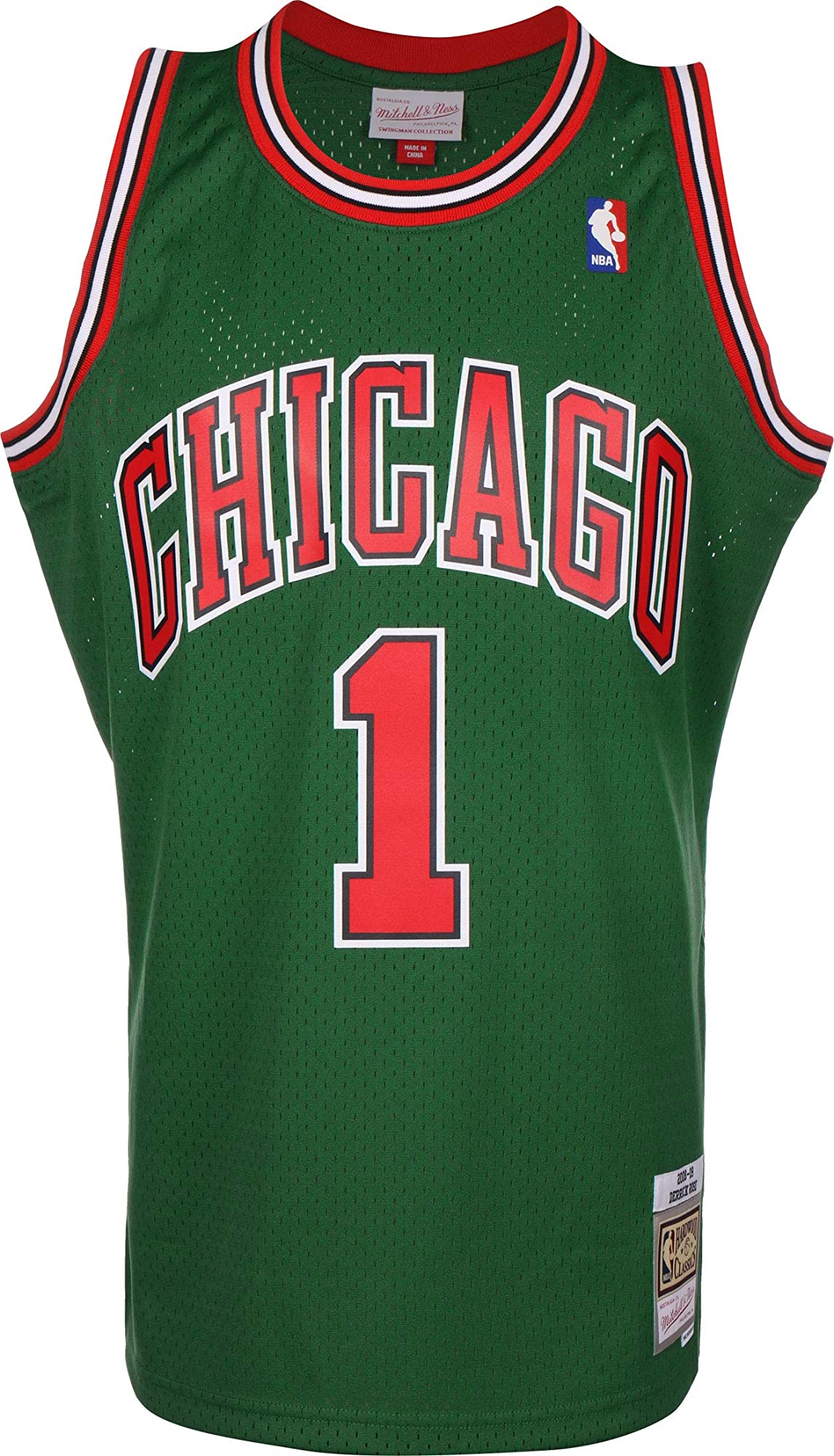Men's Chicago Bulls Derrick Rose Mitchell & Ness Green 2008-09 Hardwood Classics Swingman Jersey
