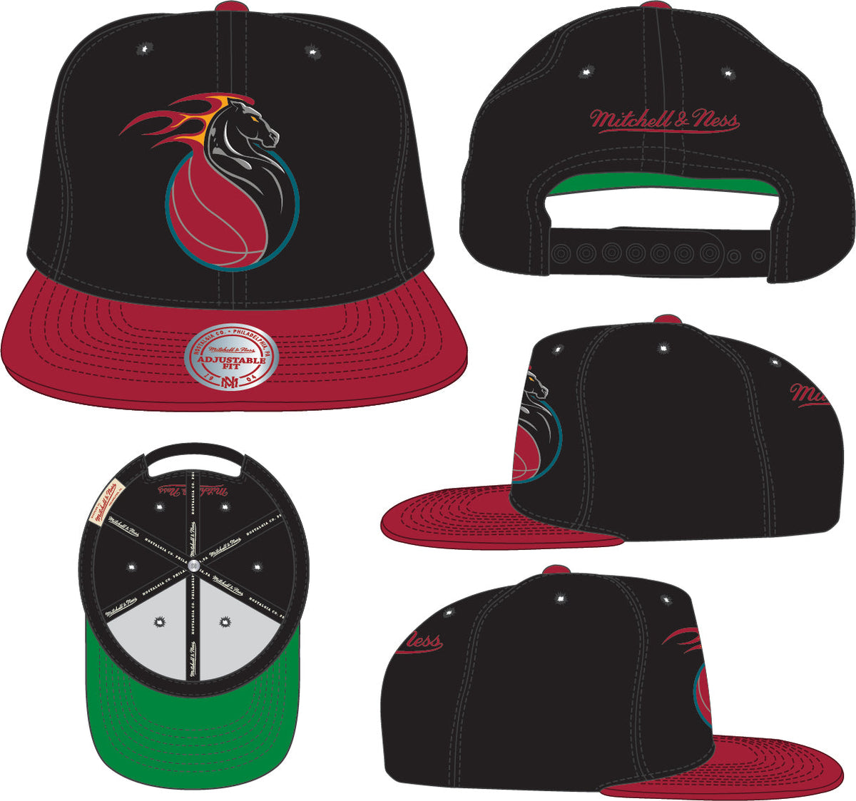 Men's Detroit Pistons Mitchell & Ness HWC Black Snapback Hat