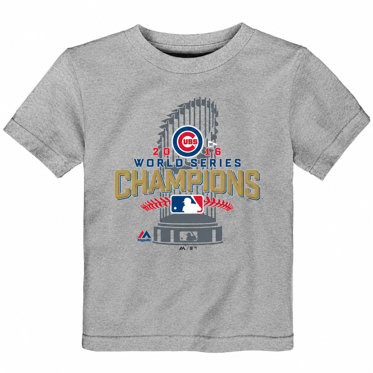 Child Chicago Cubs Majestic Heathered Gray 2016 World Series Champions Locker Room T-shirt