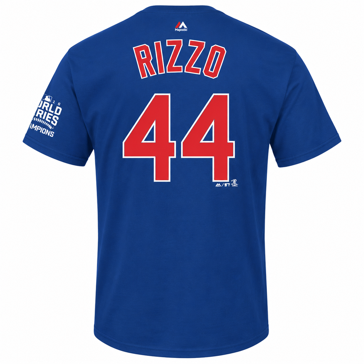 Youth Chicago Cubs Anthony Rizzo Majestic Royal 2016 World Series Champions Name & Number T-Shirt