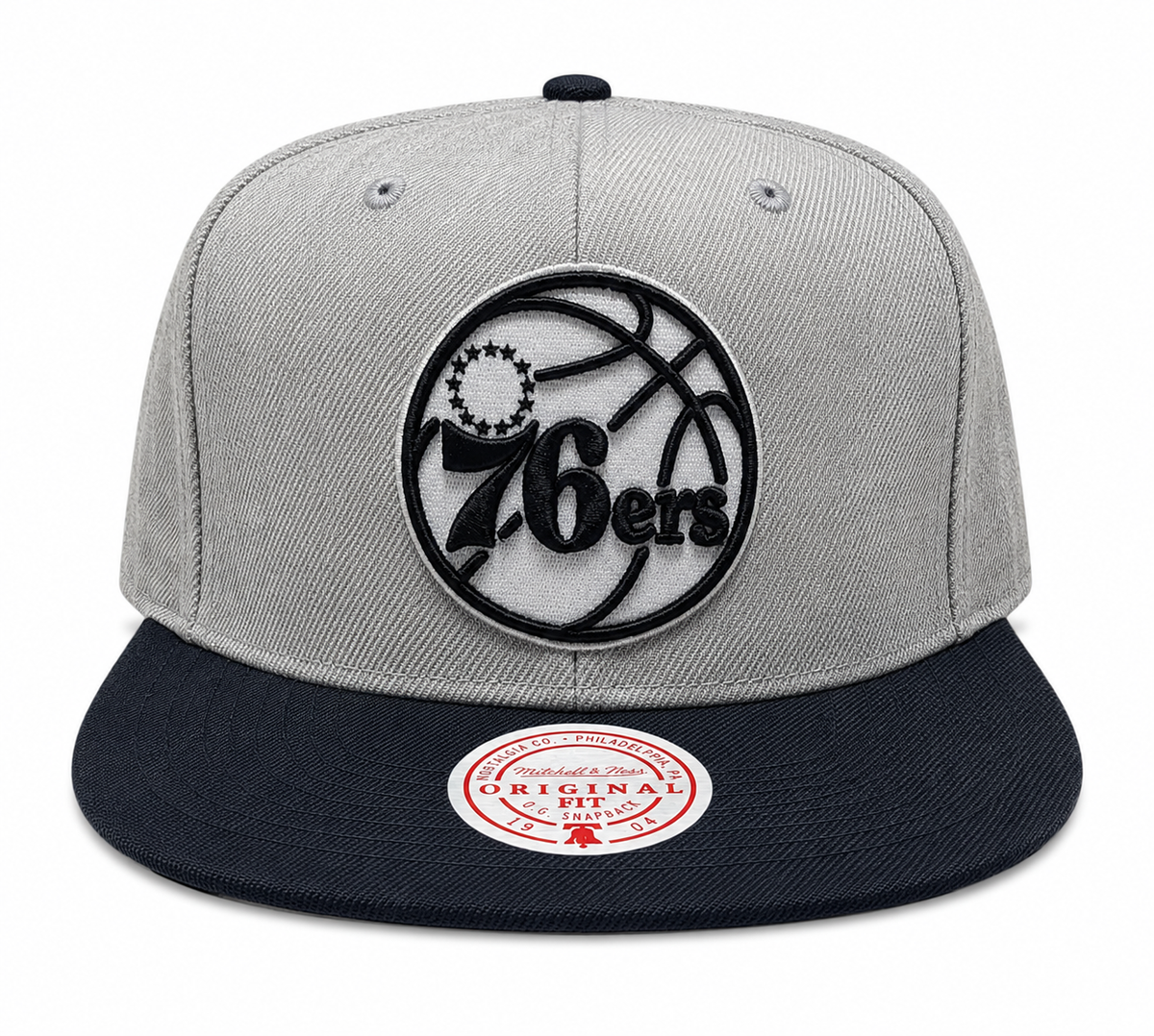 Philadelphia 76ers Mitchell & Ness Gray Black Pop Snapback Hat