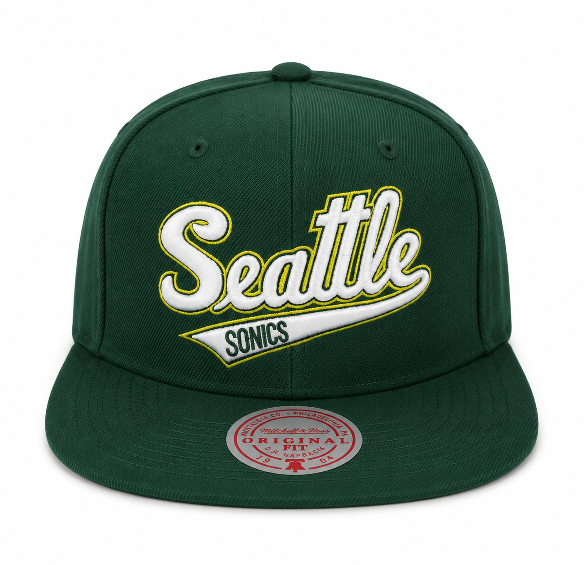 Men's Seattle Supersonics NBA Core Basic Green Script HWC Mitchell & Ness Snapback Hat