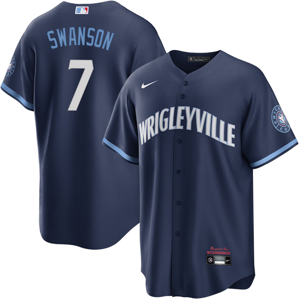 Men's Dansby Swanson Chicago Cubs  Nike Navy City Connect Premium Replica Player Jersey