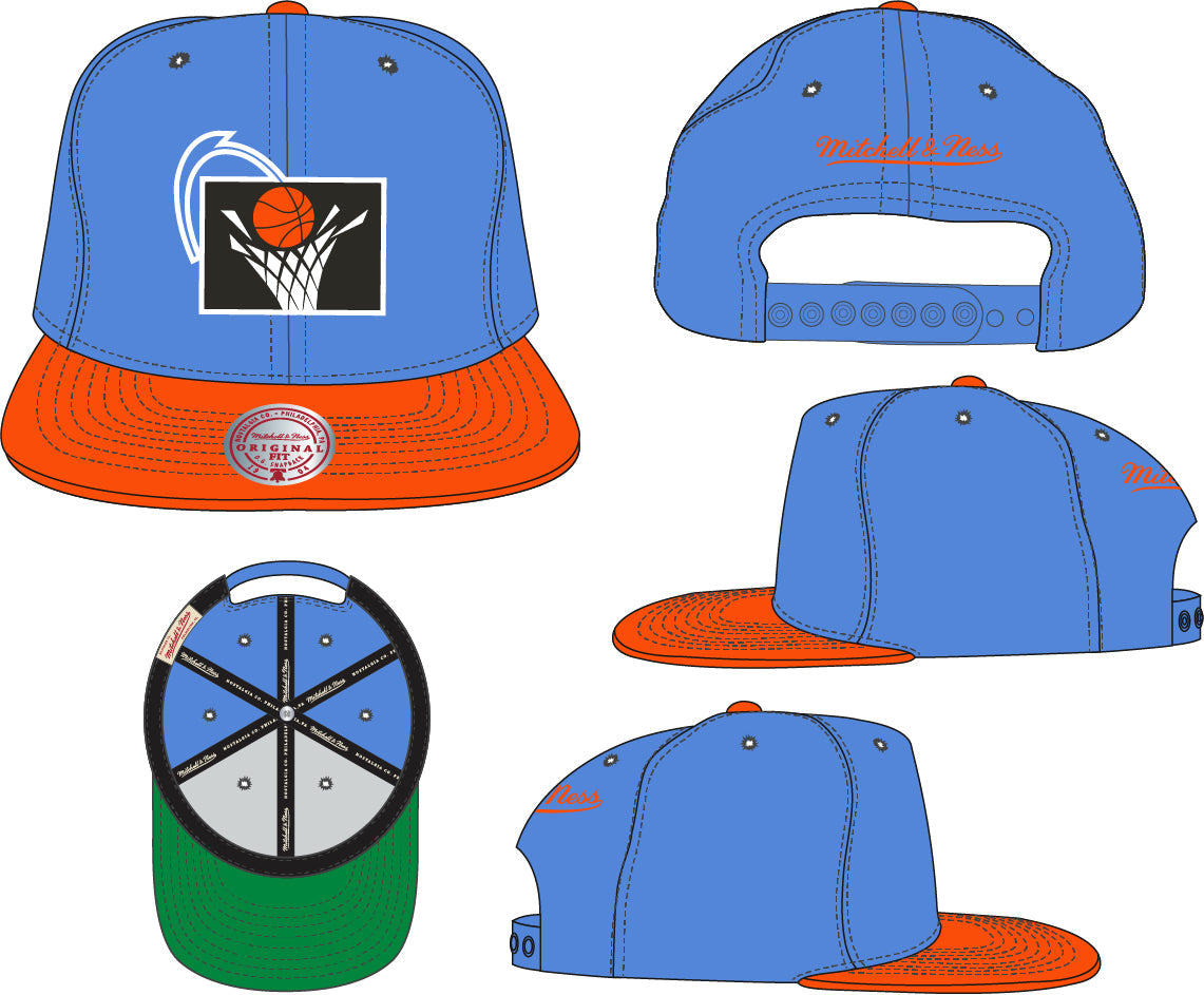 Mens Cleveland Cavaliers 2-Tone Blue/Orange 2.0 HWC Mitchell & Ness Snapback Hat