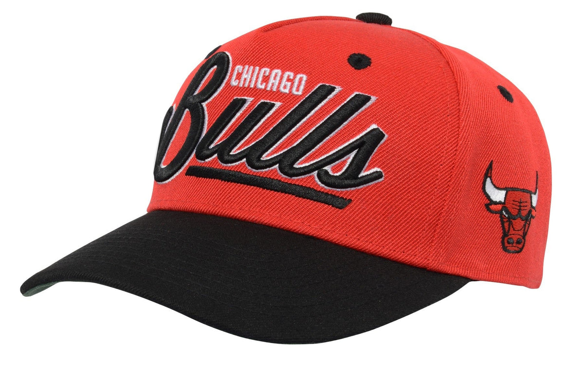 Youth Chicago Bulls NBA Two-Tone Red/Black Retro Script Adjustable Hat