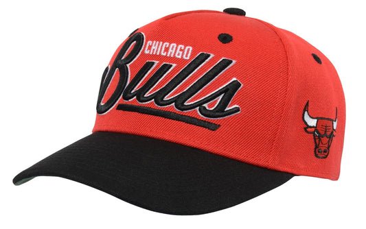 Youth Chicago Bulls NBA Two-Tone Red/Black Retro Script Adjustable Hat