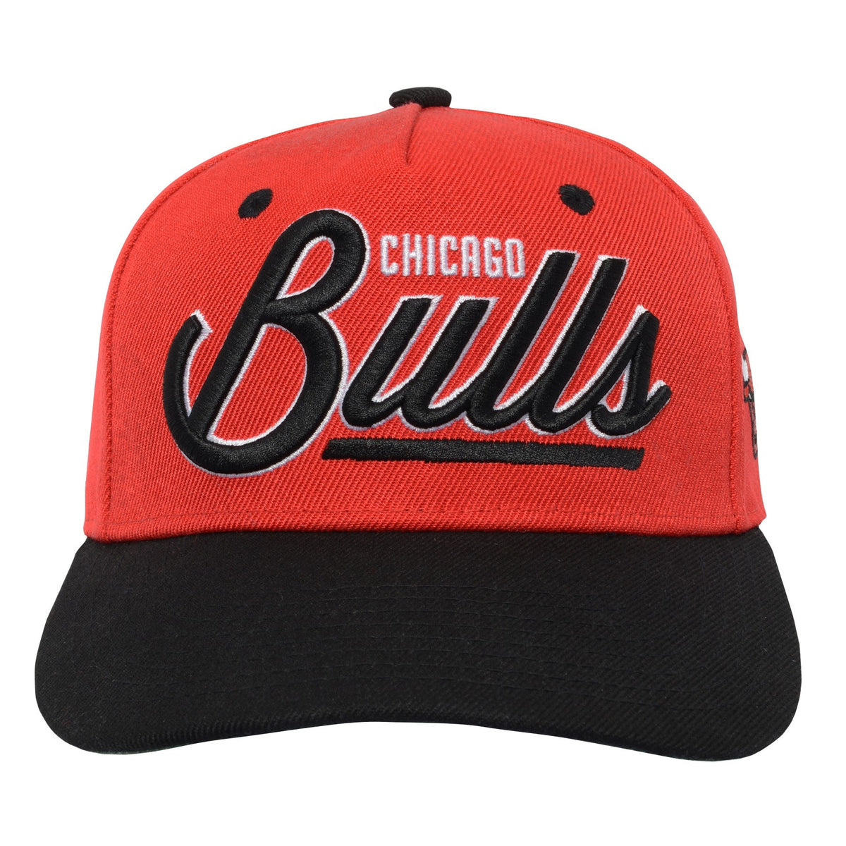 Youth Chicago Bulls NBA Two-Tone Red/Black Retro Script Adjustable Hat