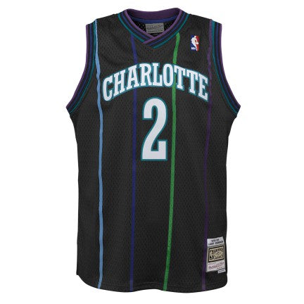Youth Charlotte Hornets Larry Johnson Mitchell & Ness 1992-93 Hardwood Classics Reload 2.0 Swingman Jersey-Black