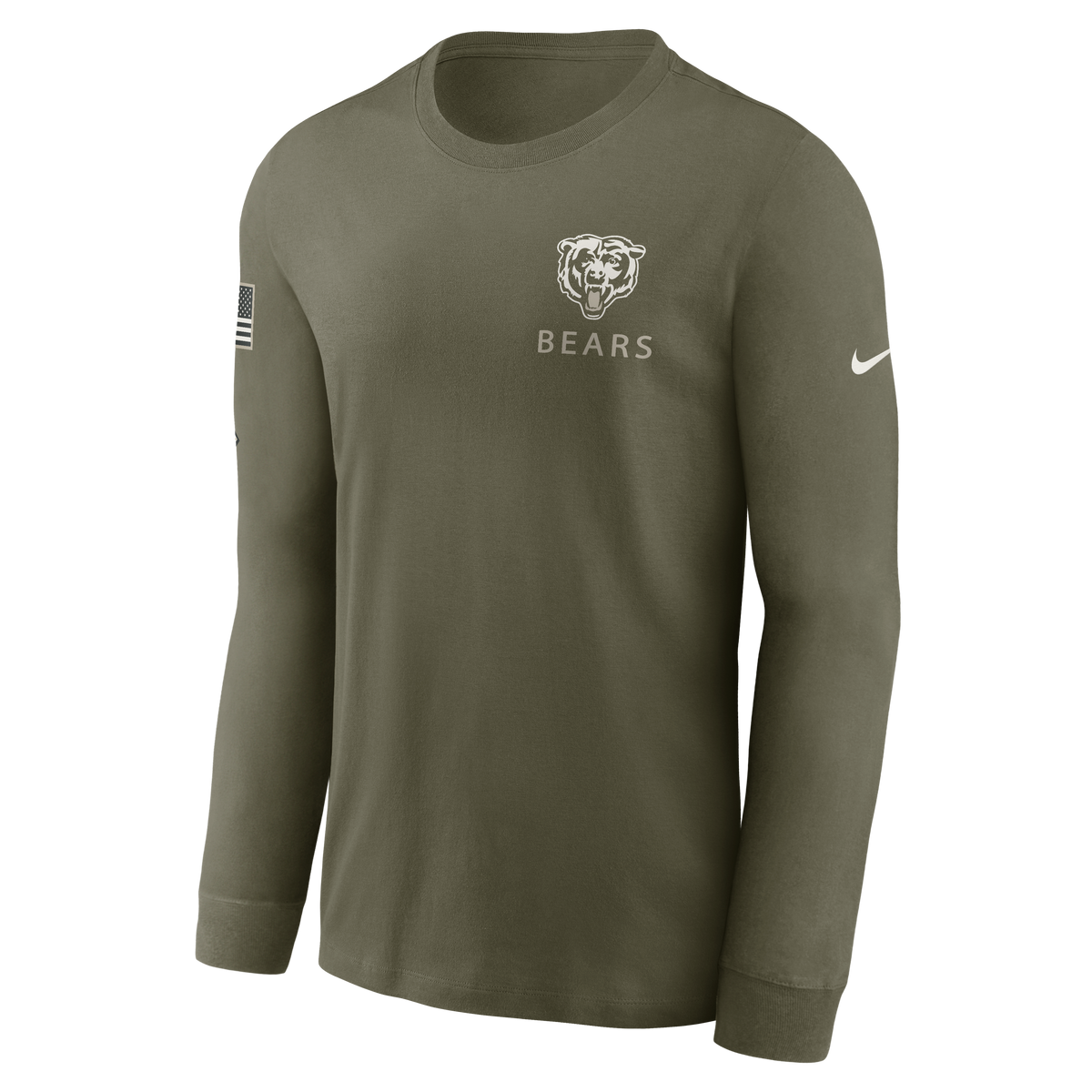 Men's Nike Chicago Bears 2025 Salute To Service Olive Green Long Sleeve T-Shirt
