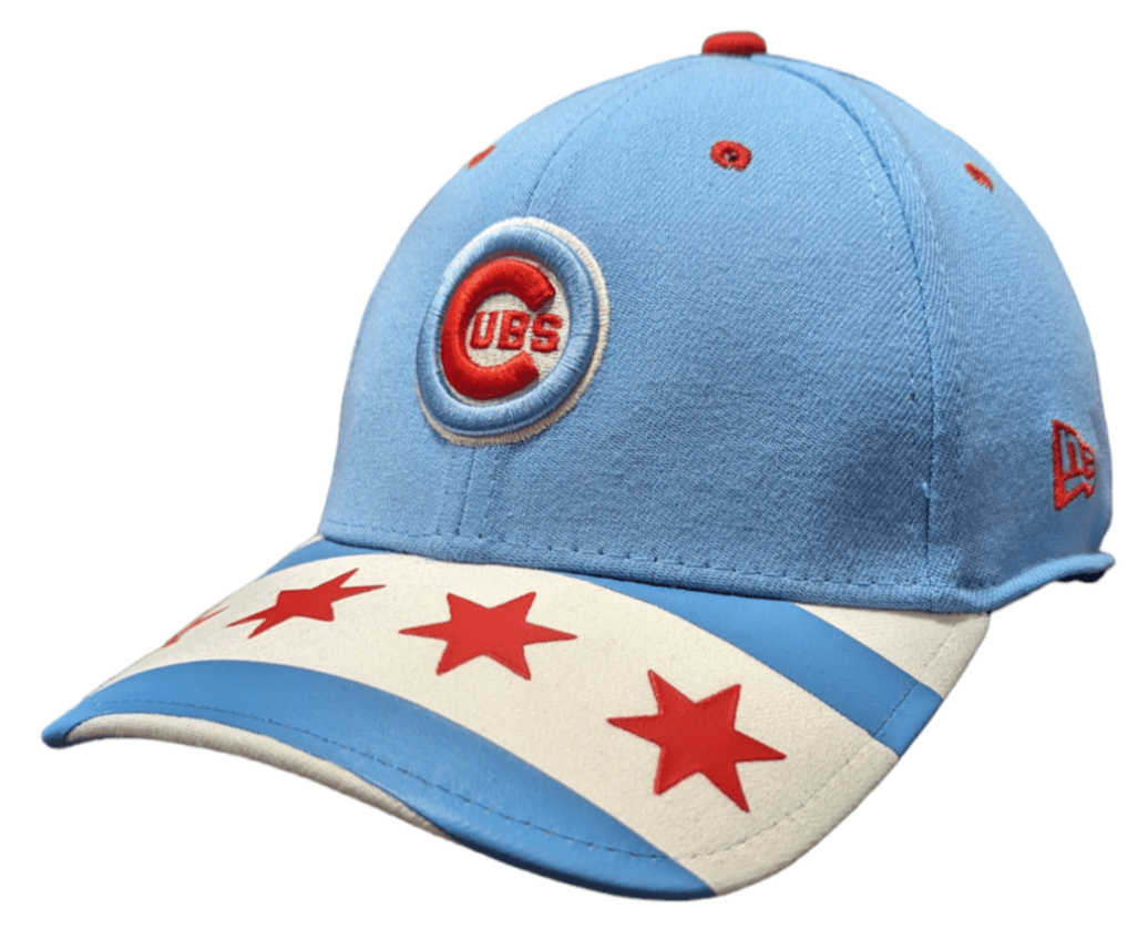 Mens MLB Chicago Cubs Chicago Flag Wrapped 39THIRTY Flex Fit Cap By New Era