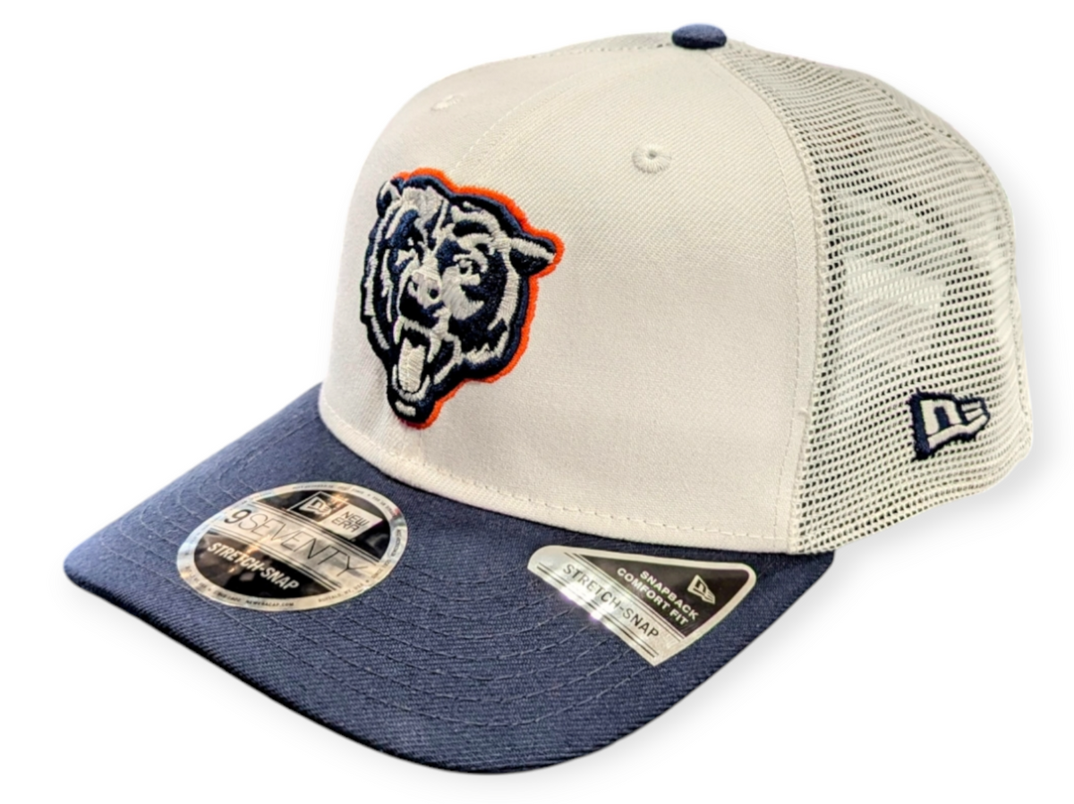 Men's Chicago Bears New Era White/Navy NFL Trucker Primary Logo 9SEVENTY Adjustable Hat