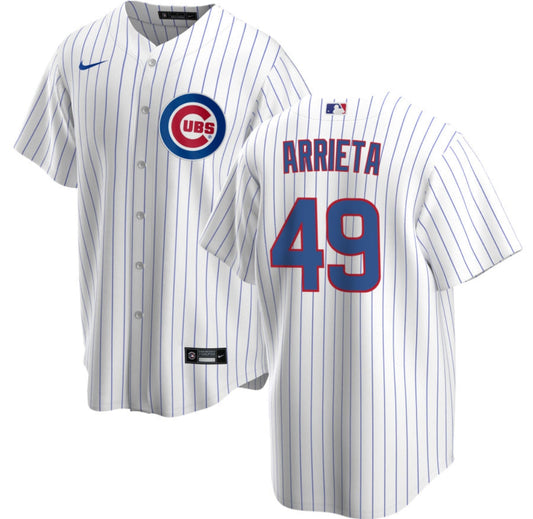 NIKE Men's Jake Arrieta Chicago Cubs White Home Premium Twill Replica Jersey