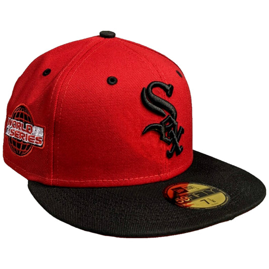 Men's Chicago White Sox New Era 2005 World Series Side Patch 2 Tone Red and Black 59FIFTY Fitted Hat