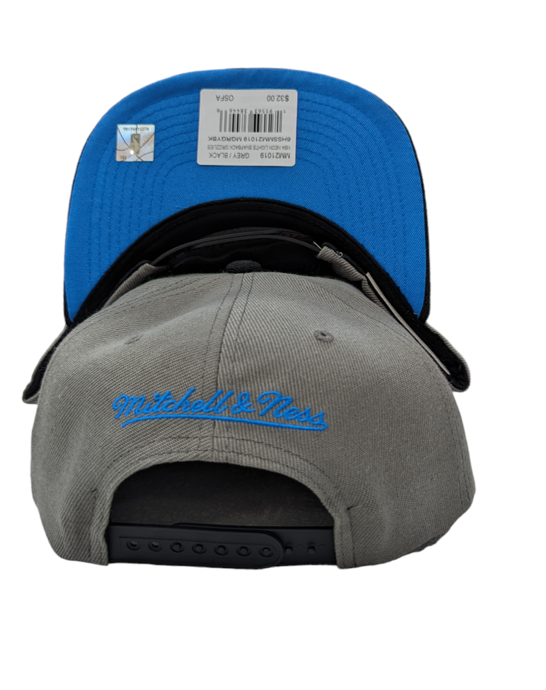 Men's Memphis Grizzlies Mitchell & Ness NBA Neon Lights Gray/Blue Adjustable Snapback Hat