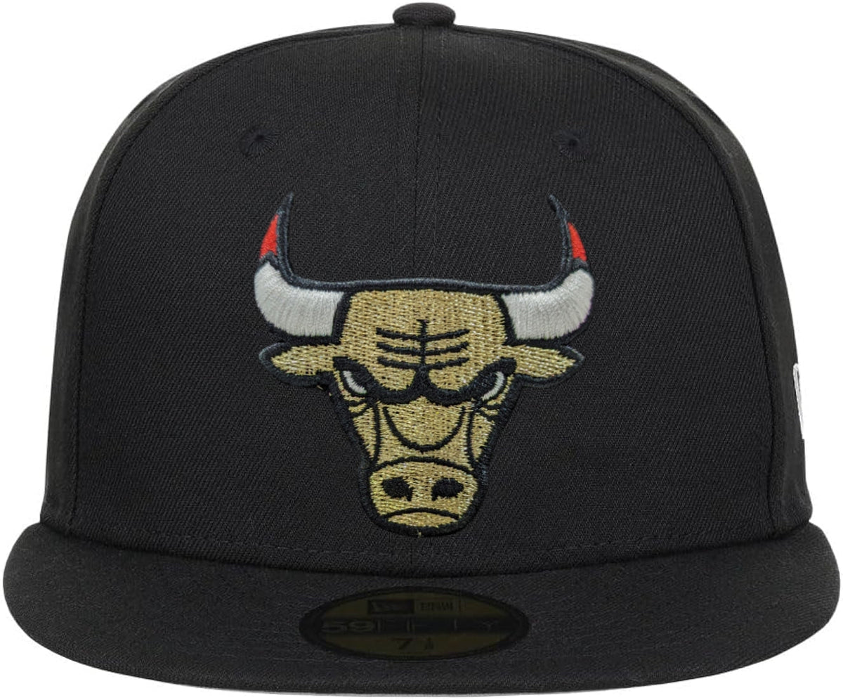Men's Chicago Bulls New Era Black University Gold 59FIFTY Fitted Hat