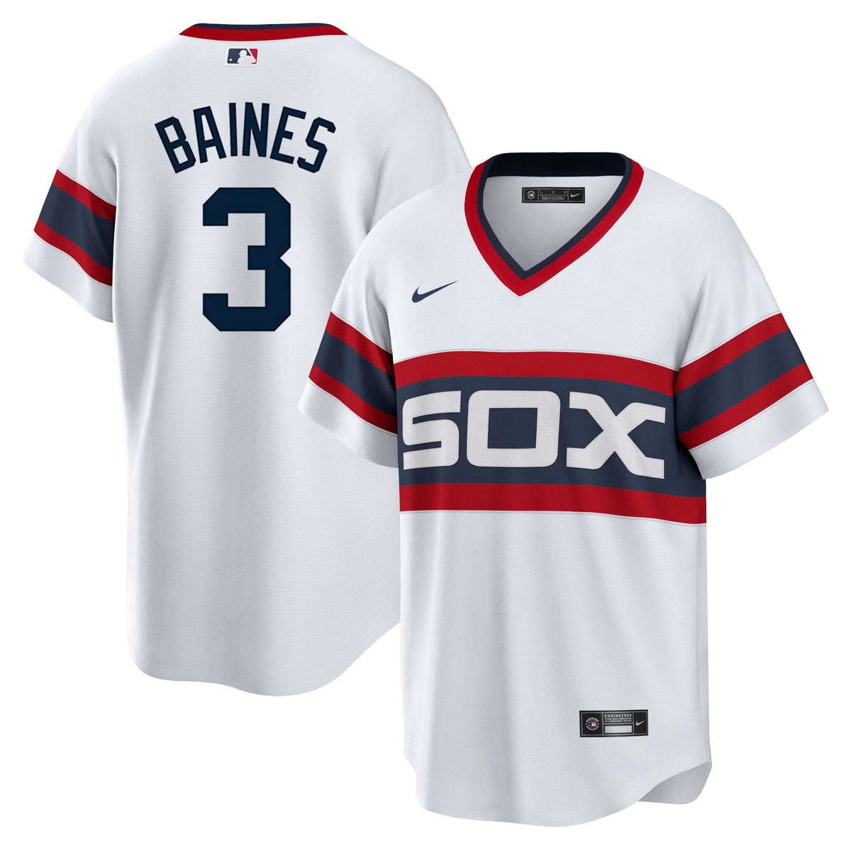 NIKE Men's Harold Baines Chicago White Sox Sunday 1983 Alternate White Premium Twill Replica Jersey