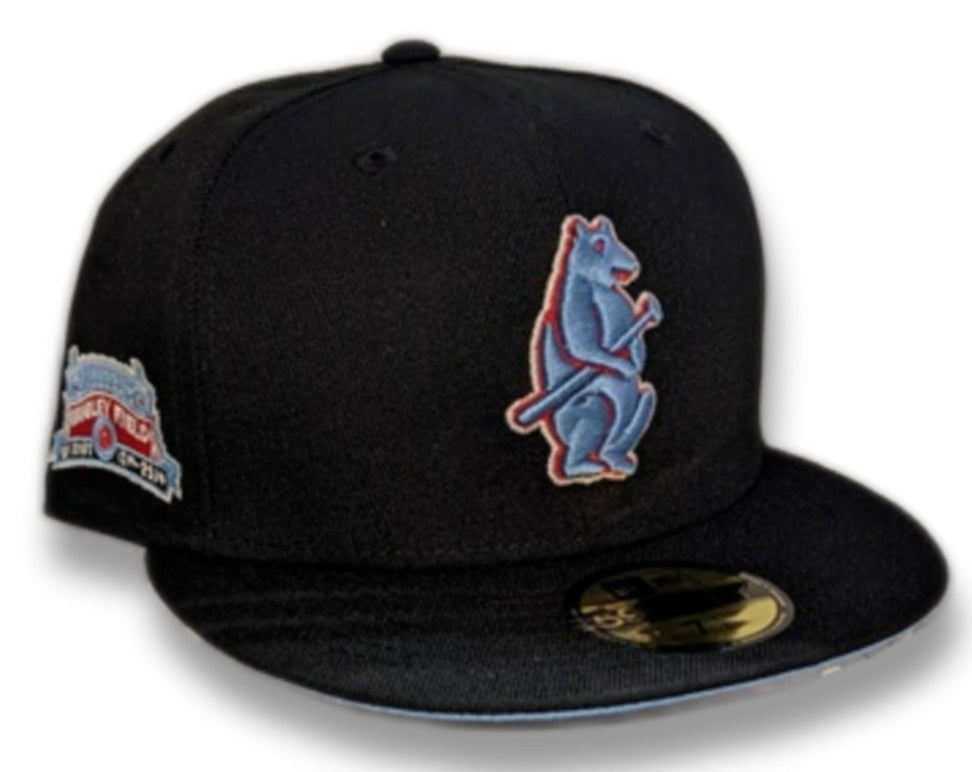 Chicago Cubs Cooperstown Collection Wrigley Field Black/ Sky Blue New Era 59FIFTY Fitted Hat