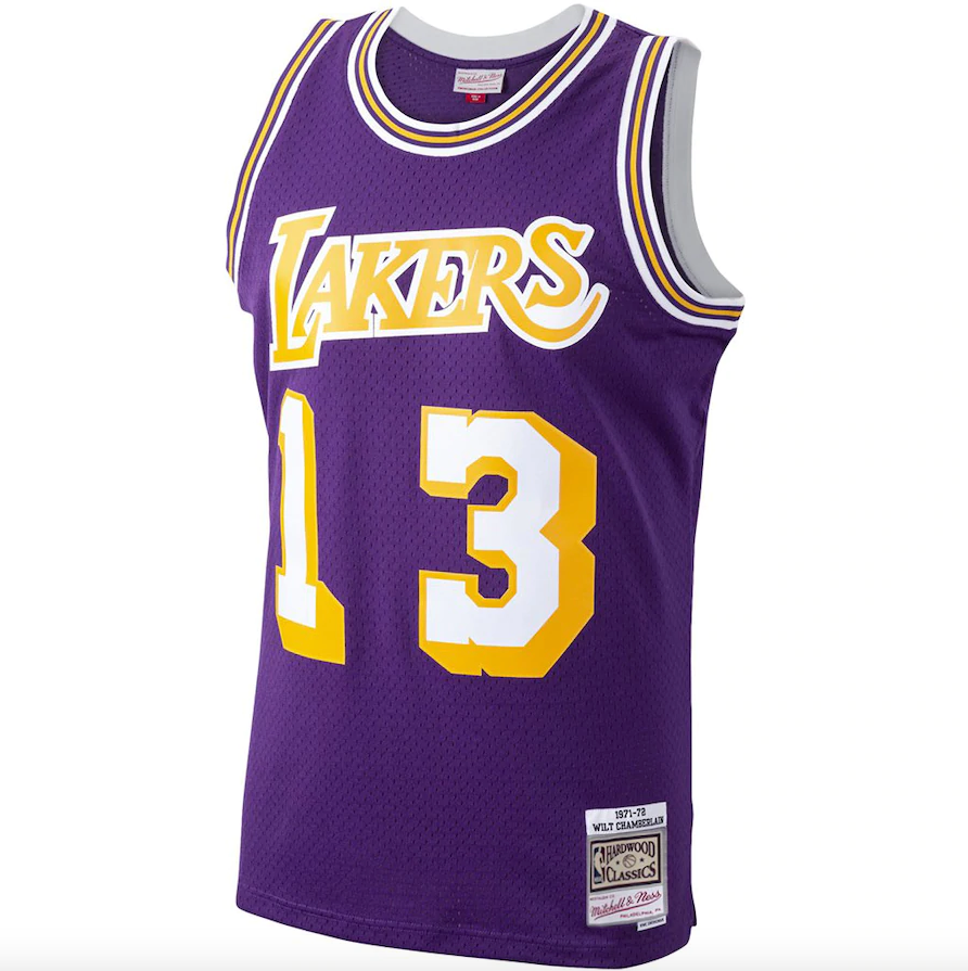 Men's Los Angeles Lakers Wilt Chamberlain Mitchell & Ness Purple 1971-72 Hardwood Classics Swingman Player Jersey