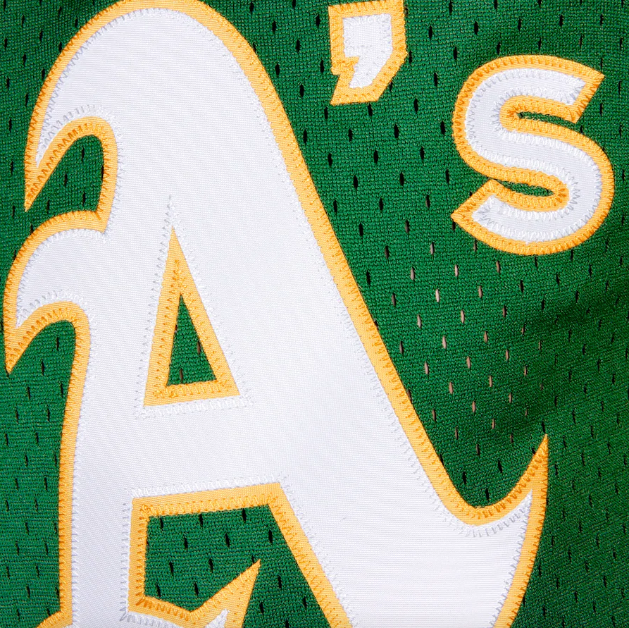 Men's Oakland Athletics Reggie Jackson Mitchell & Ness Green Cooperstown 1987 Mesh Batting Practice Jersey