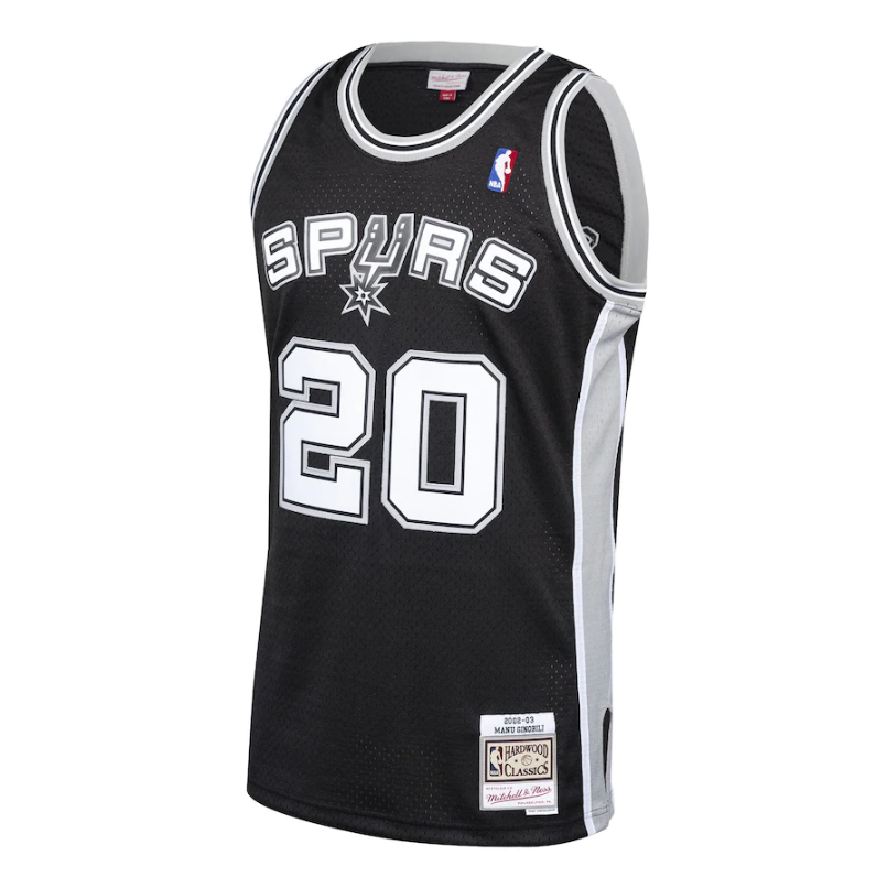 Men's San Antonio Spurs Manu Ginobili Mitchell & Ness Black 2002-03 Hardwood Classics Swingman Jersey