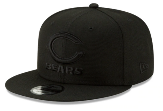 Chicago Bears New Era Black On Black Primary Logo Basic 9FIFTY Adjustable Hat - Black