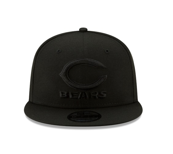 Chicago Bears New Era Black On Black Primary Logo Basic 9FIFTY Adjustable Hat - Black