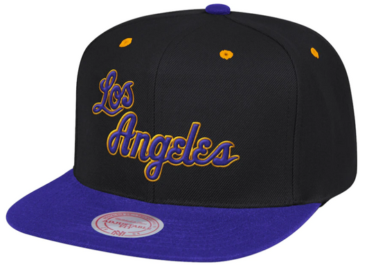 Men's Mitchell & Ness Purple/Black Los Angeles Lakers Hardwood Classics Reload 2.0 Snapback Adjustable Hat