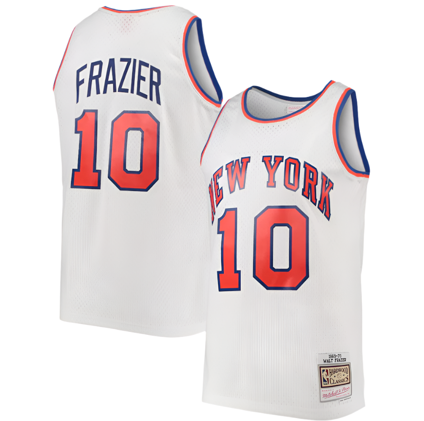 Men's New York Knicks Walt Frazier Mitchell & Ness White Hardwood Classics Swingman Jersey