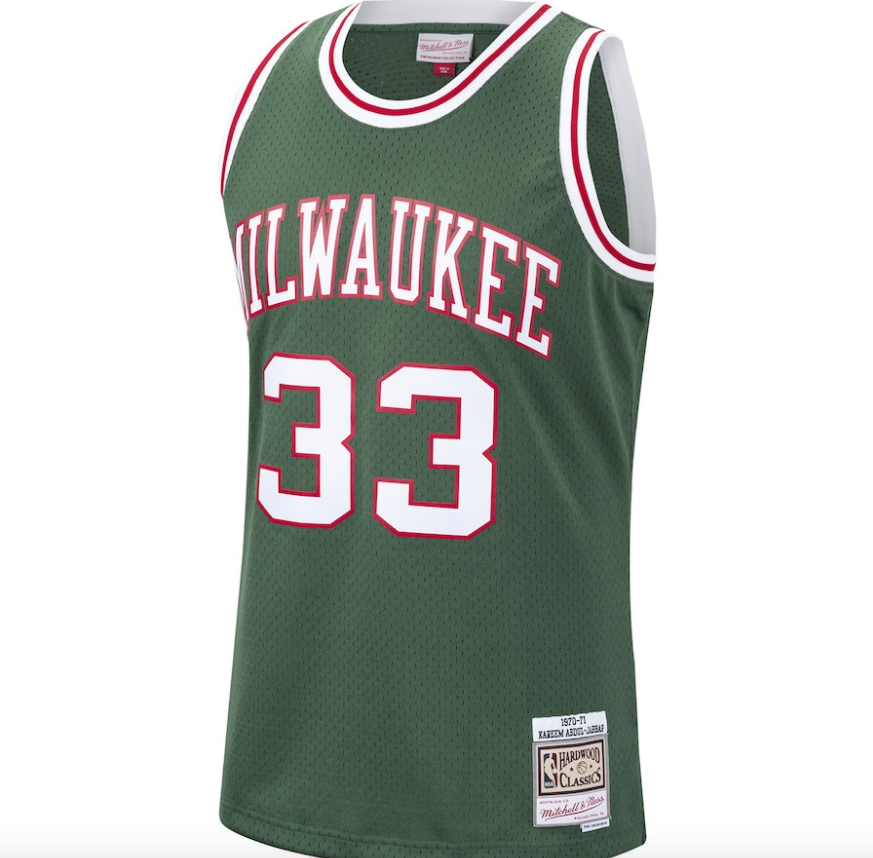 Men's Kareem Abdul-Jabbar Milwaukee Bucks Mitchell & Ness 1970-71 Hardwood Classics Swingman Jersey - Hunter Green
