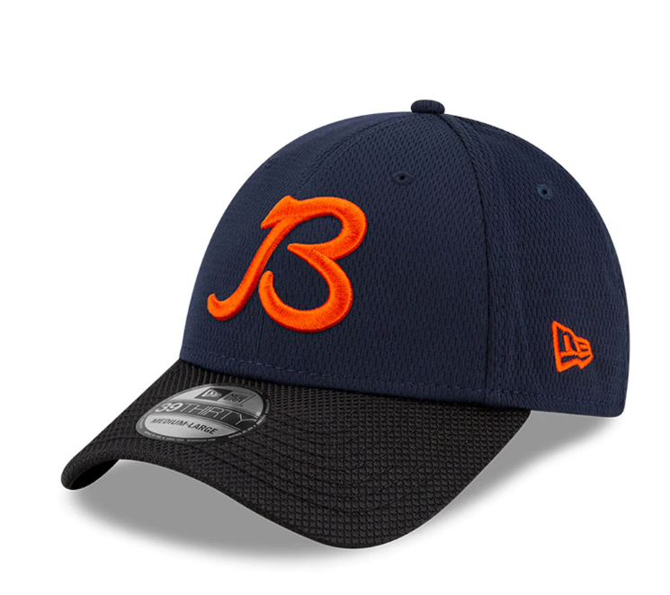 Men's Chicago Bears New Era Navy/Black 2021 NFL Sideline Road 39THIRTY Flex Hat