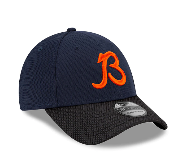 Men's Chicago Bears New Era Navy/Black 2021 NFL Sideline Road 39THIRTY Flex Hat