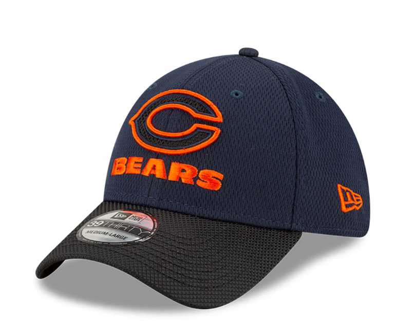 Men's Chicago Bears New Era Navy/Black 2021 NFL Sideline Road 39THIRTY Flex Hat