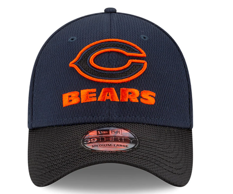 Men's Chicago Bears New Era Navy/Black 2021 NFL Sideline Road 39THIRTY Flex Hat
