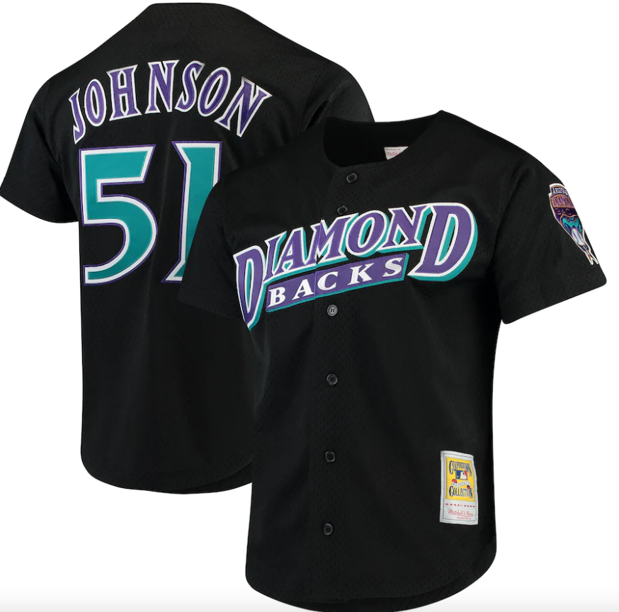 Men’s Arizona Diamondbacks Randy Johnson Mitchell & Ness Black Cooperstown Collection Batting Practice Jersey