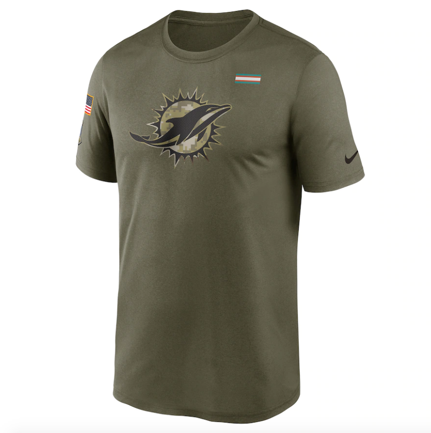Men's Miami Dolphins Nike Olive 2021 Salute To Service Legend Performance T-Shirt