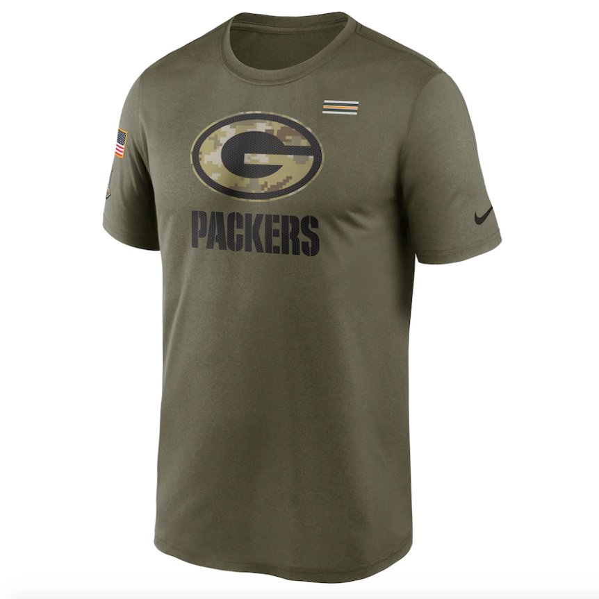 Men's Green Bay Packers Nike Olive 2021 Salute To Service Legend Performance T-Shirt