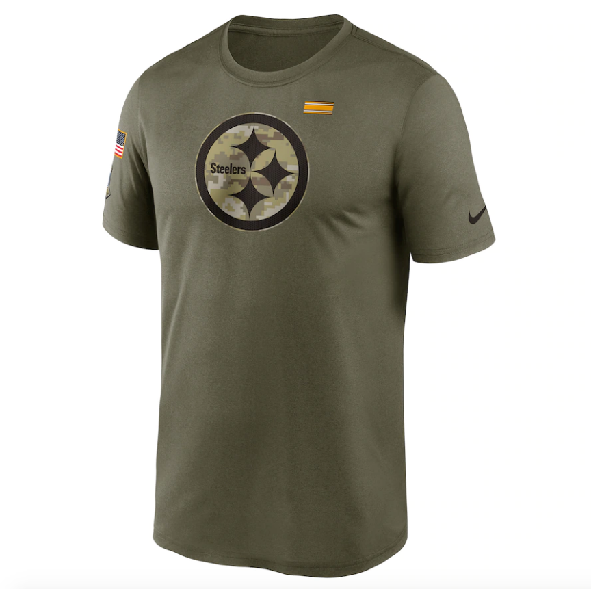 Men's Pittsburgh Steelers Nike Olive 2021 Salute To Service Legend Performance T-Shirt
