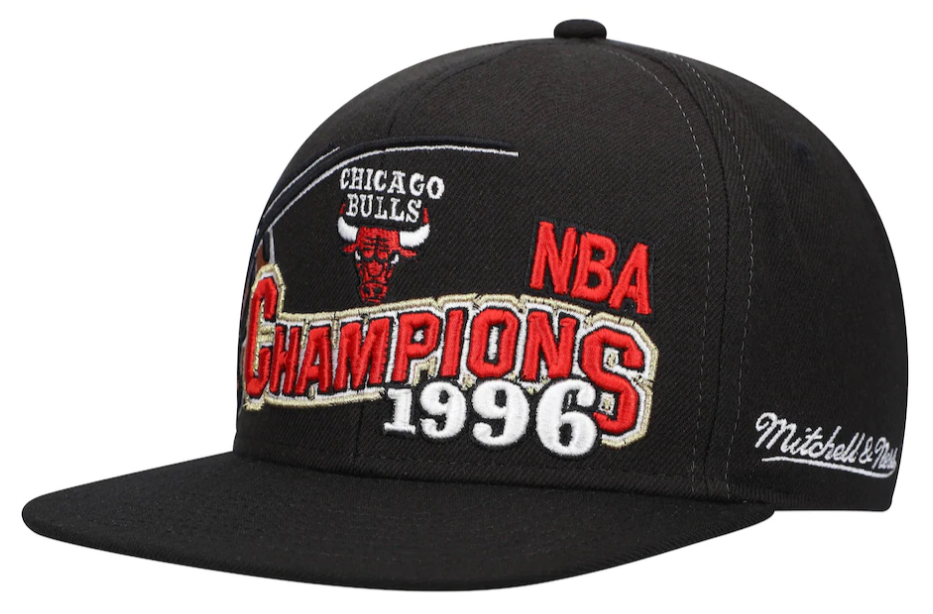 Chicago Bulls Mitchell & Ness Hardwood Classics 1996 NBA Champions Wave Snapback Hat - Black