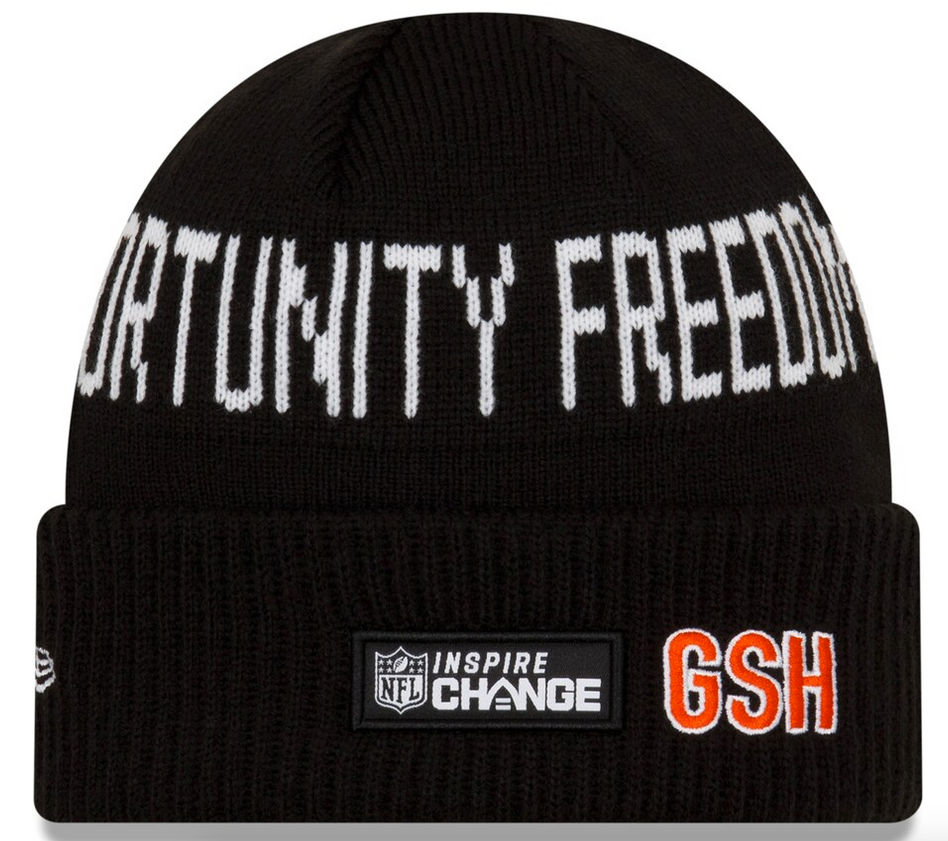 Men's New Era Black Chicago Bears Team Social Justice Cuffed Knit Hat-Bearhead