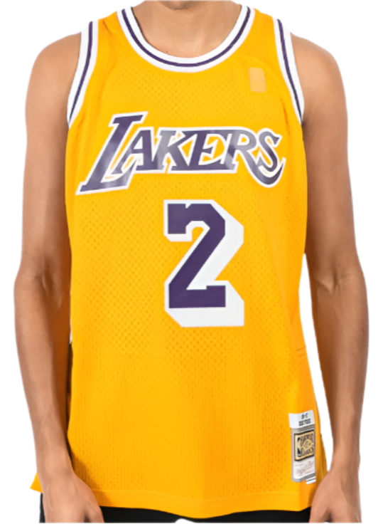 Men's Los Angeles Lakers Derek Fisher Mitchell & Ness Gold 1996-97 Hardwood Classics Swingman Jersey