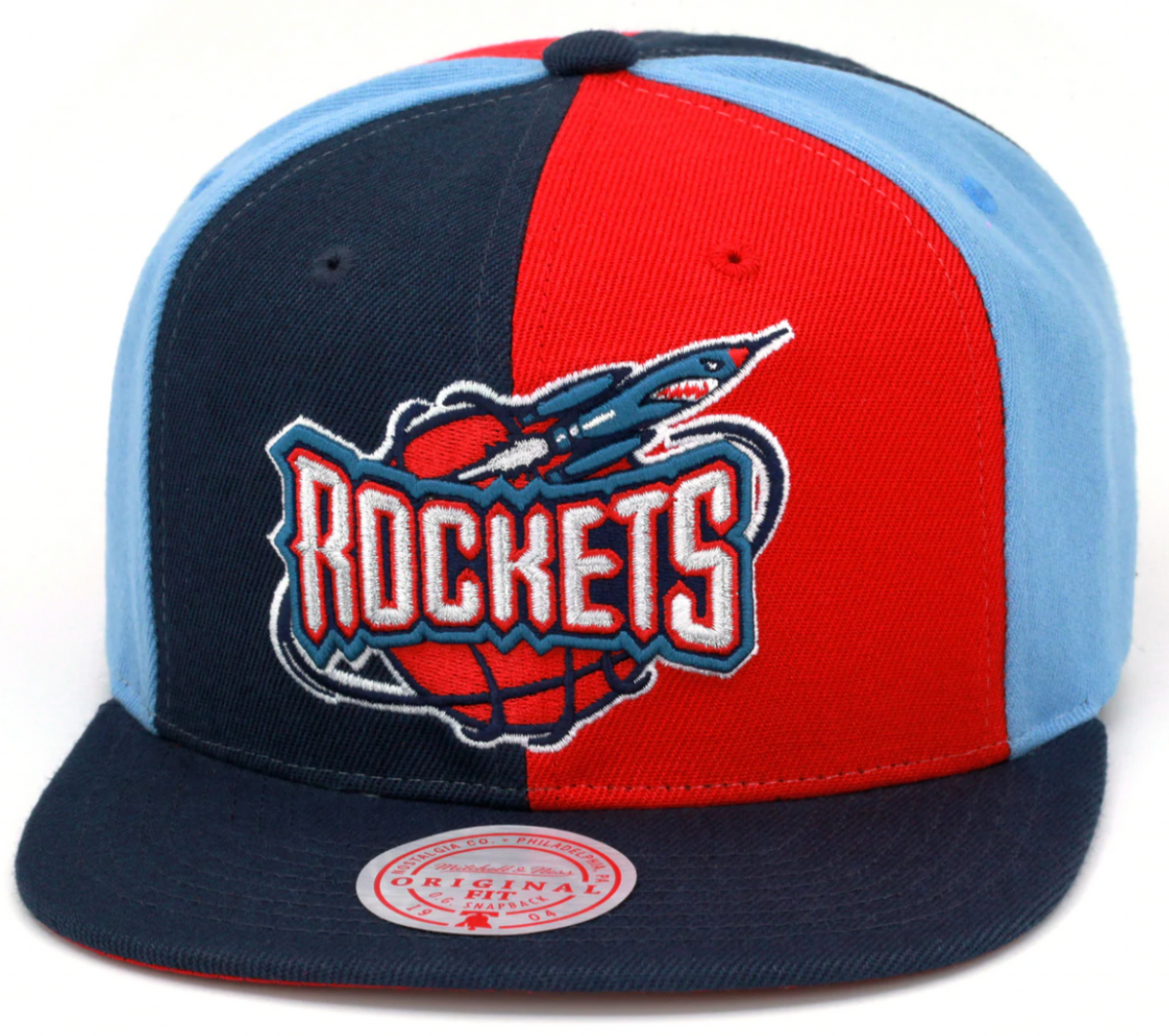 Men's Houston Rockets Mitchell & Ness NBA Pinwheel Snapback Hat