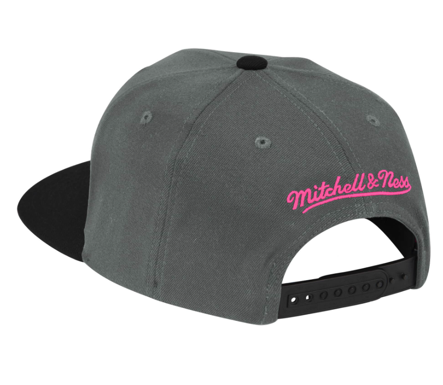 Men's Vancouver Grizzlies Mitchell & Ness NBA Neon Lights Gray/Pink Adjustable Snapback Hat