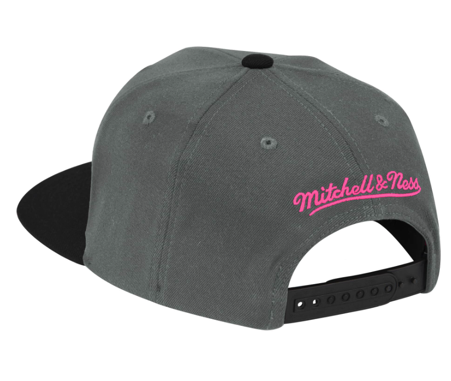 Men's Miami Heat Mitchell & Ness NBA Neon Lights HWC Gray/Pink Snapback Hat