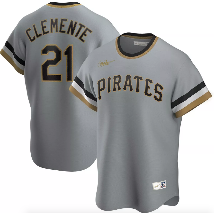 Men's Pittsburgh Pirates Roberto Clemente Nike Road Gray Replica Jersey